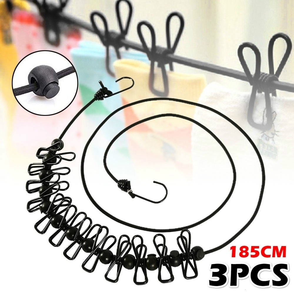 Portable Clothes Line Washing Line with Clips Travel Outdoor 185360cm Retractable Clothesline