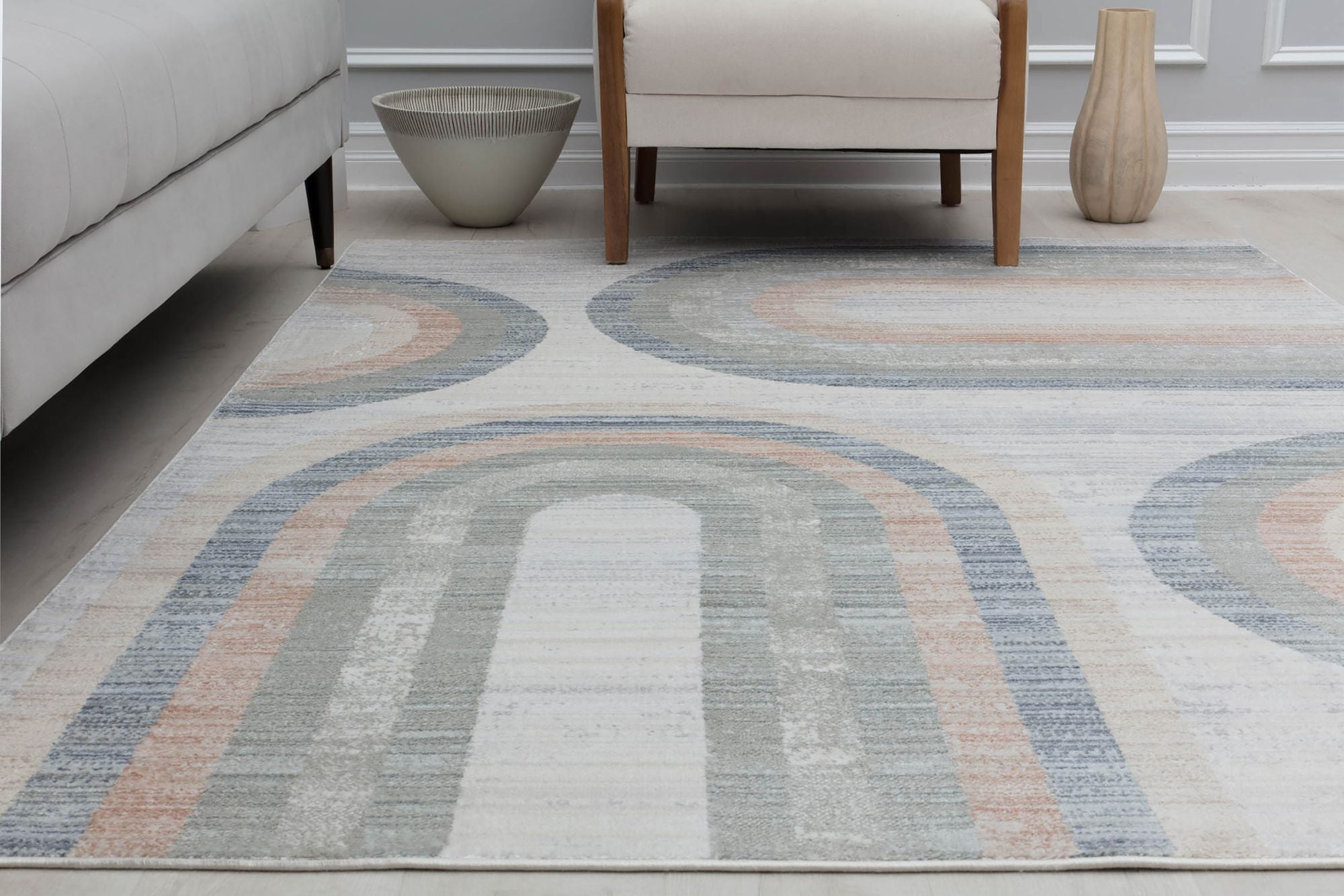 Rugs America Romeo JL80A Light Pewter Abstract Vintage White Area Rug, 2'6" x 4'