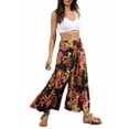 thumbnail image 4 of Liacowi Women Boho Floral Beach Pants High Waist Wide Pants Casual Loose Fit Trousers Bell Bottom Flowy Hippie Flare Wide Leg Palazzo Lounge Pants, 4 of 8