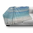 thumbnail image 3 of Tropical Soft Flannel Fleece Throw Blanket, Exotic Beach with Vivid Sky Sunny Day Holiday Relaxing Ocean Island Scenery, Cozy Plush for Indoor and Outdoor Use, 60" x 80", Sky Blue Aqua, by Ambesonne, 3 of 6