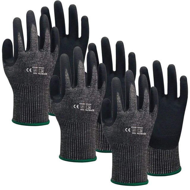 Guantes Anticorte Suaves VentDepot GlovesBlack 3 Pares L 245mm x 95 a 105mm Nitrilo HPPE CE EN388 Nivel 5 MXGBC-008