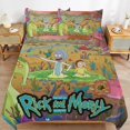 thumbnail image 6 of Rick And Morty 3 Pieces Bedding Set 3D Printed Lightweight Bed Quilt Set Comforter Cover Set for Girls Kids Teens, 1 Quilt Cover 2 Pillowcases 90"x90", 6 of 8