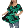 thumbnail image 1 of Askfv Women's Plus Size Top Floral Blouses Henley V Neck Button Up Tunic Tops Ruffle Flowy Short Sleeve T Shirts, 1 of 4
