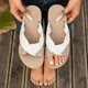 thumbnail image 5 of Naranja Y Zapatos Blancos Color Bloque Crisscross Sandalias Planas, Zapatos Casuales de las Mujeres Más Tamaño Abierto Dedo Del Pie Tejido Verano, 5 of 9