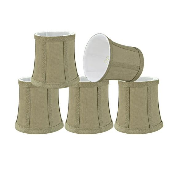 Aspen Creative 30365-5 Small Bell Shape Chandelier Clip-On Lamp Shade Set (5 Pack), Transitional Design in Yellowish Brown, 5" bottom width (4" x 5" x 5")