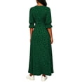 thumbnail image 6 of ChaoHeng Womens Summer Dresses Striped V Neck Drawstring Waist A Line Mini Short Sleeve Tunic Dress Green S, 6 of 6