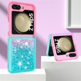 thumbnail image 3 of Glitter Case for Samsung Galaxy Z Flip 5 for Women Girls, Bling Sparkle Colorful Gradient Quicksand Waterfall Soft TPU Liquid Case Cover for Samsung Galaxy Z Flip5 LSJB-Pink Green, 3 of 14
