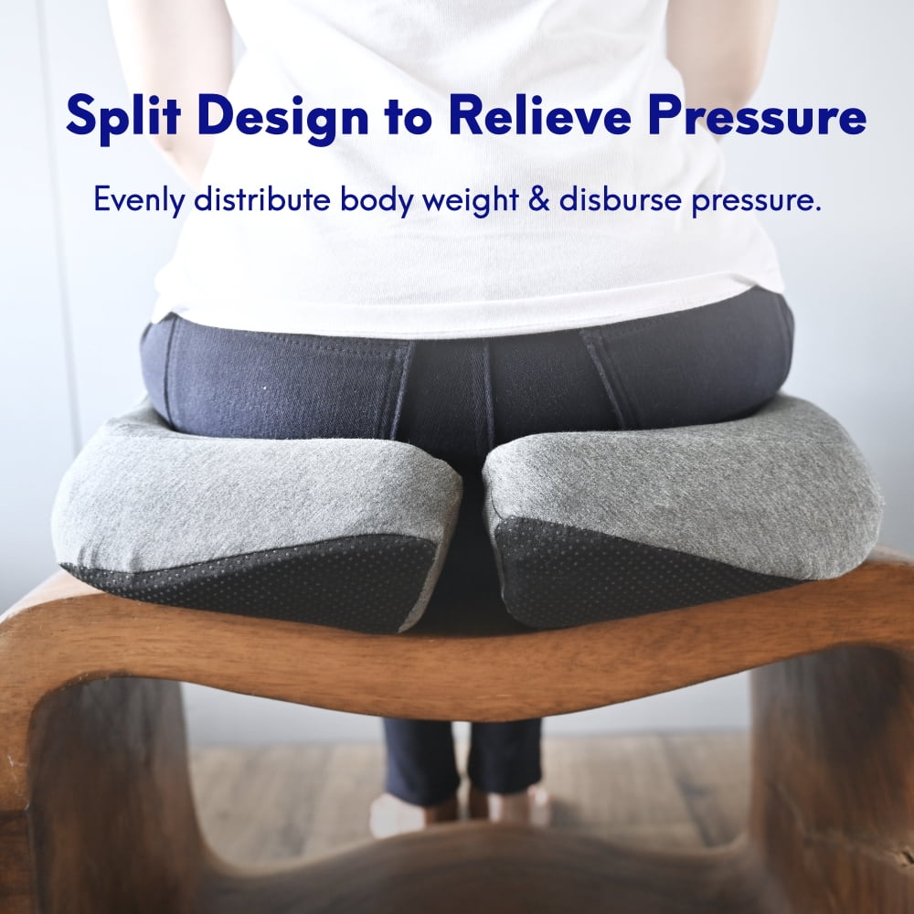 Cushion Lab Patented Pressure Relief Seat Cushion for Long Sitting Hours on Office & Home Chair - Extra-dense Memory Foam for Soft Support. Chair Pad for Hip, Tailbone, Coccyx, Sciatica Relief - Black