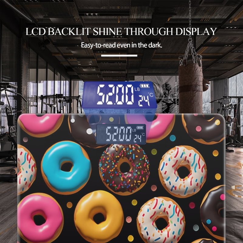 High Precision Body Weight Scale Smart Bathroom Scales with Large LCD Display(400lbs),Decorative for Bedroom-Colorful Doughnuts With Vibrant Sprinkles On Top
