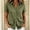 Army Green, variant on Women's 2026 Summer Lapel Collar Full Button Down Cuffed Short Sleeve Shirt, Curved Hem Loose Casual Blouse for Daily & Office Casual Outing