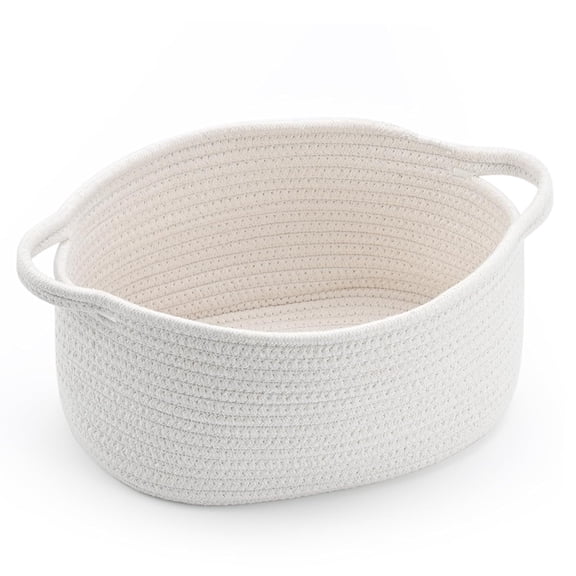 1 Piece 13x8x6 Inch Woven Cotton Rope Basket Decorative Storage Organizer