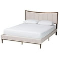 thumbnail image 2 of Baxton Studio Nikolai Mid-Century Platform Bed, Queen, Beige, 2 of 9