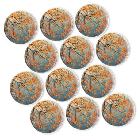 

Strong Refrigerator Magnet Fridge Sticker Blue - Backdrop Leaf Canvas 12Pcs Beautiful Photo Decorative Magnet Set Small Round Crystal Glass Craftwork for Refrigerator Decor
