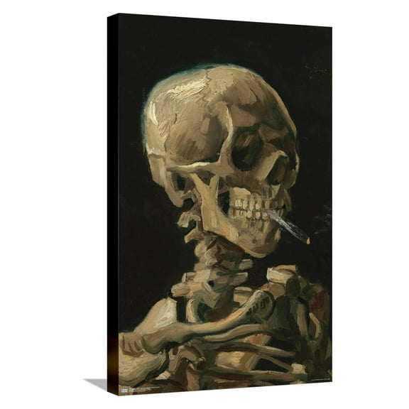 Skull of a Skeleton with Burning Cigarette by Vincent van Gogh Canvas Wall Poster, 14.725" x 22.375"