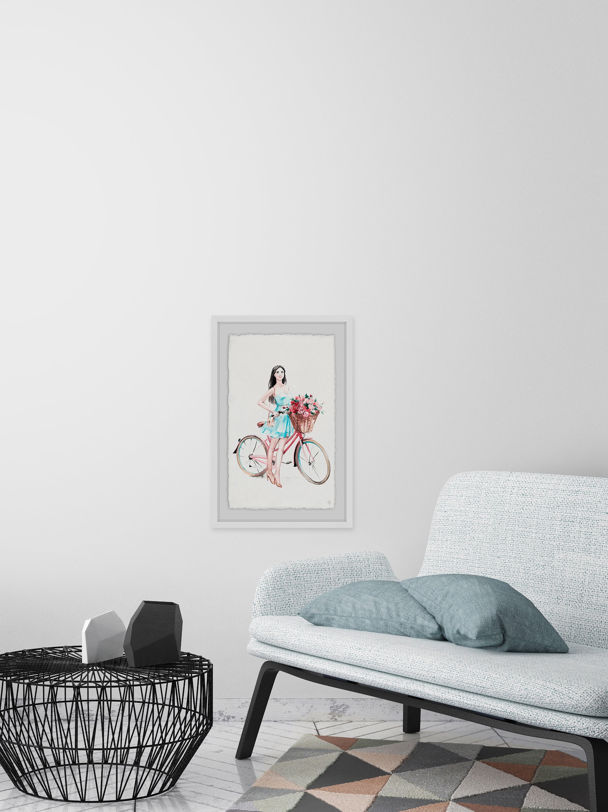 Bicycle Girl Framed Painting Print