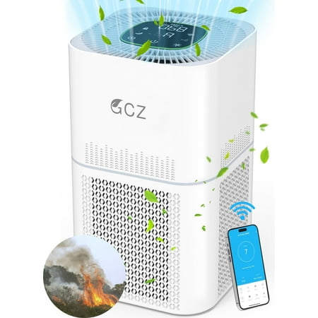 GCZ Air Purifiers for Allergies and Asthma  1850 Sq. ft Smart WiFi Air Purifier for Large Rooms  H13 True HEPA Filter Remove 99.97% Home Bedroom Odor  Pets  Dander  Smoke  Dust  Mold
