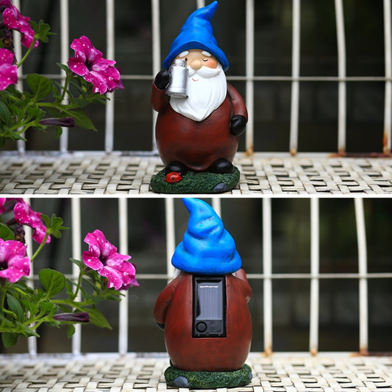 Garden Gnome Statue Holding Telescope Solar Powered Lights Outdoor Figurine Sculpture Lamp Resin Yard Ornaments for Patio Lawn Decoration