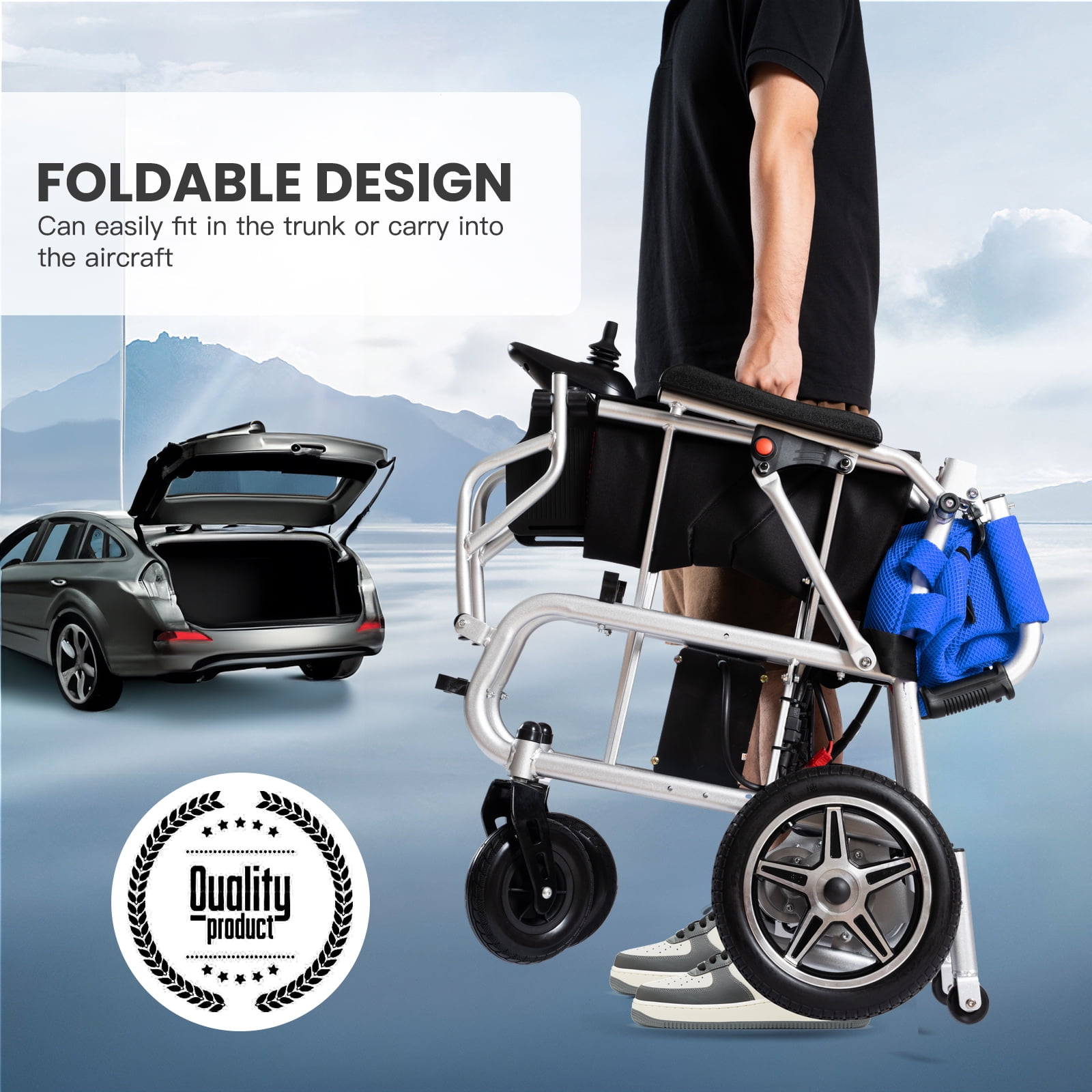 Alton Electric Wheelchair, 500W—12mi Electric Wheelchairs for Adults, Electric Wheelchair Lightweight Foldable, Blue
