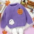 thumbnail image 2 of Coerni Halloween Gho𝐬t Pattern Chunky Sweater for Toddler Baby Boys Girls Long Sleeve Crew Neck Knit Pullover Winter Wear, 2 of 6