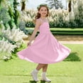 thumbnail image 4 of Ugoldhm Girls Spaghetti Strap Ruched Midi Dress - Tie Shoulder A-Line Party & Wedding Flower Girl Gown (4-15 Years), 4 of 8