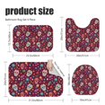 thumbnail image 2 of Skull and Flower Gothic Pattern Bathroom Rug Set 4 Piece,Includes Contour,Lid Cover,Bath Mat,Non-Slip Extra Soft Absorbent Washable, 2 of 4