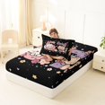 thumbnail image 4 of Manfei Cute Pet Bow Cat Twin Fitted Sheet, Cartoon 67 Number Bedding, Black Pink, 2pcs, 1 Fitted Sheet and 1 Pillowcase, 4 of 6