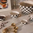 thumbnail image 6 of Thyme & Table 5-Piece Ceramic Mixing Bowl and Measuring Set - Green Checkered, 6 of 16