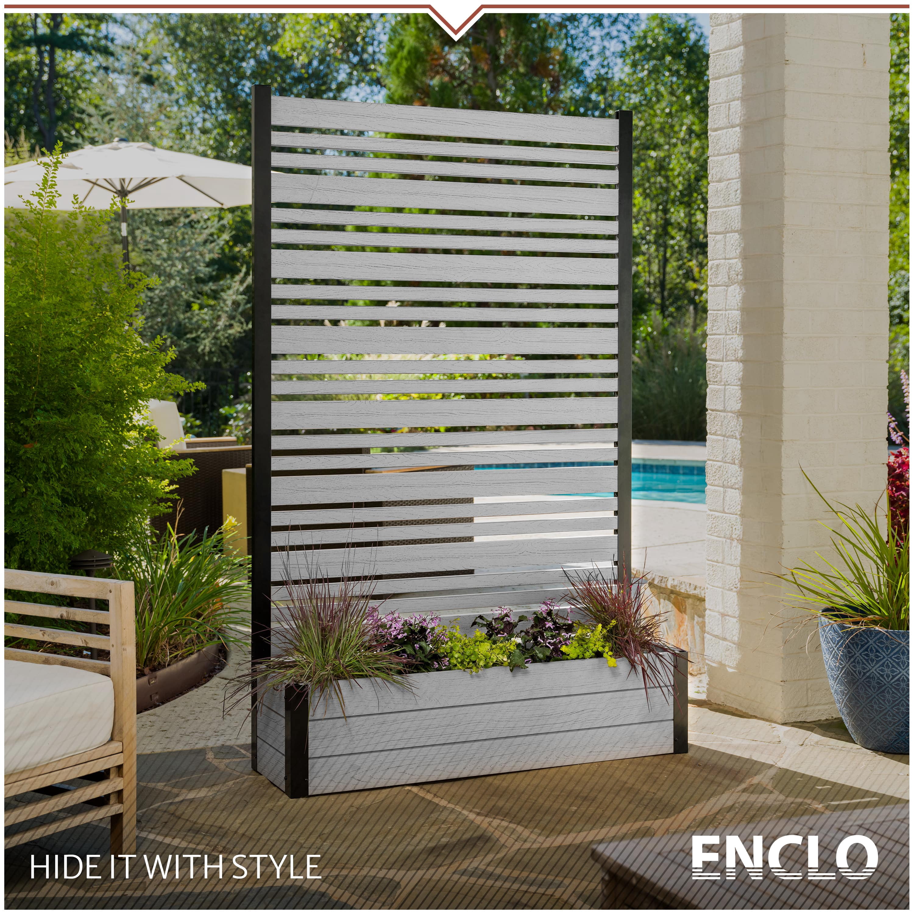 72in H x 46in W x 13in L (1 Screen w/ Planter) Freestanding Enclo