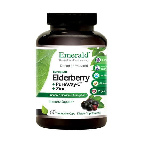 Emerald Labs Elderberry 500mg with Zinc and Pure Vitamin C to Support Immune Health - 60 Vegetable Capsules