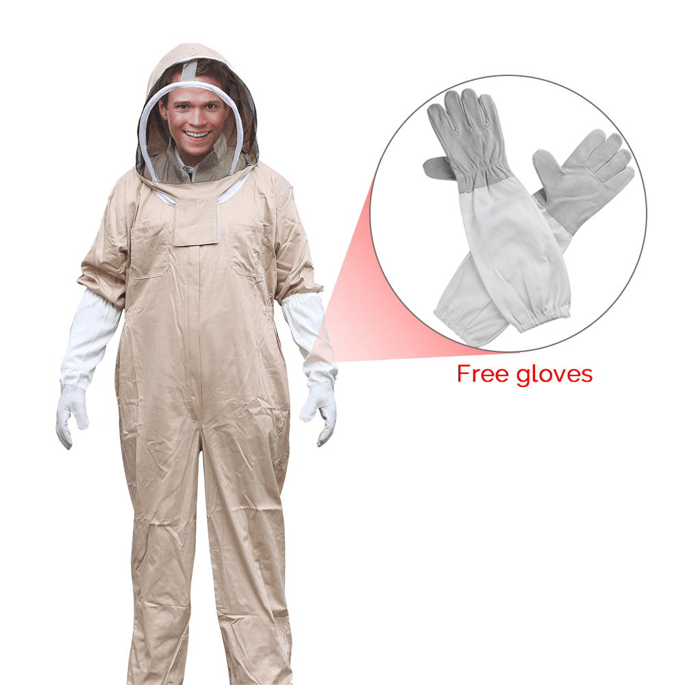 Beekeeping Jacket Veil Bee Protecting Suit with Gloves and Bee Hive Smoker 