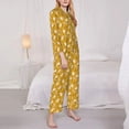 thumbnail image 3 of Yiaed Daisies Flowers Print Pajamas Women's Long Sleeve Sleepwear Soft Button Down Loungewear Pjs Lounge Set Nightwear Womens Pajama Pants-Small, 3 of 7