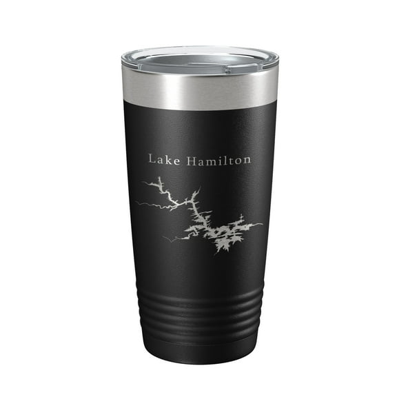 Lake Hamilton Map Tumbler Travel Mug Insulated Laser Engraved Coffee Cup Arkansas 20 oz Black