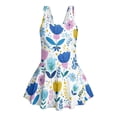 thumbnail image 4 of Xixirimido Abstract Floral Print Girls One-piece Swimsuits Sleeveless Swimwear with Skirt & Built-in Shorts Hawaiian Beach Vacation Modest Bathing Suit, 10-11 Years, 4 of 7