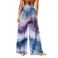 thumbnail image 3 of Tnhcen Women's Summer Chiffon Wide Leg Beach Pants UV Protection Lightweight Tie Dye Print Casual Loose Beach Cover Up 100% Polyester Beach Pants S-2XL, 3 of 7