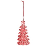 Holiday Time Striped Clay Dough Tree Ornament, 4.75 inches, Red/White