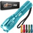 thumbnail image 1 of Gorilla Grip Potente LED 750 pies resistente al agua 5 modos ajustables linterna táctica, linternas de zoom ultrabrillantes de alto lúmenes, regalo de calcetín, pequeño camping coche mini luz flash tu, 1 of 5