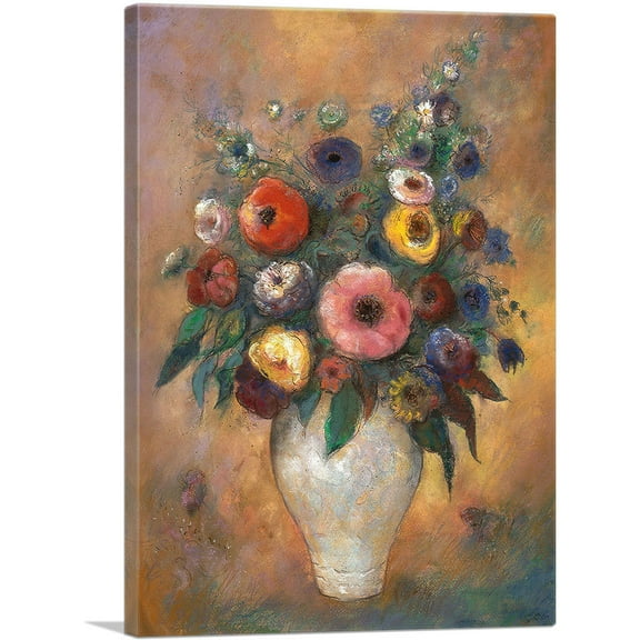 ARTCANVAS Vase of Flowers 1912 Canvas Art Print by Odilon Redon - Size: 26" x 18" (0.75" Deep)