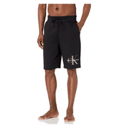 Calvin Klein Men's Solid Monogram Logo 9 Volley Shorts, Black, 2XL
