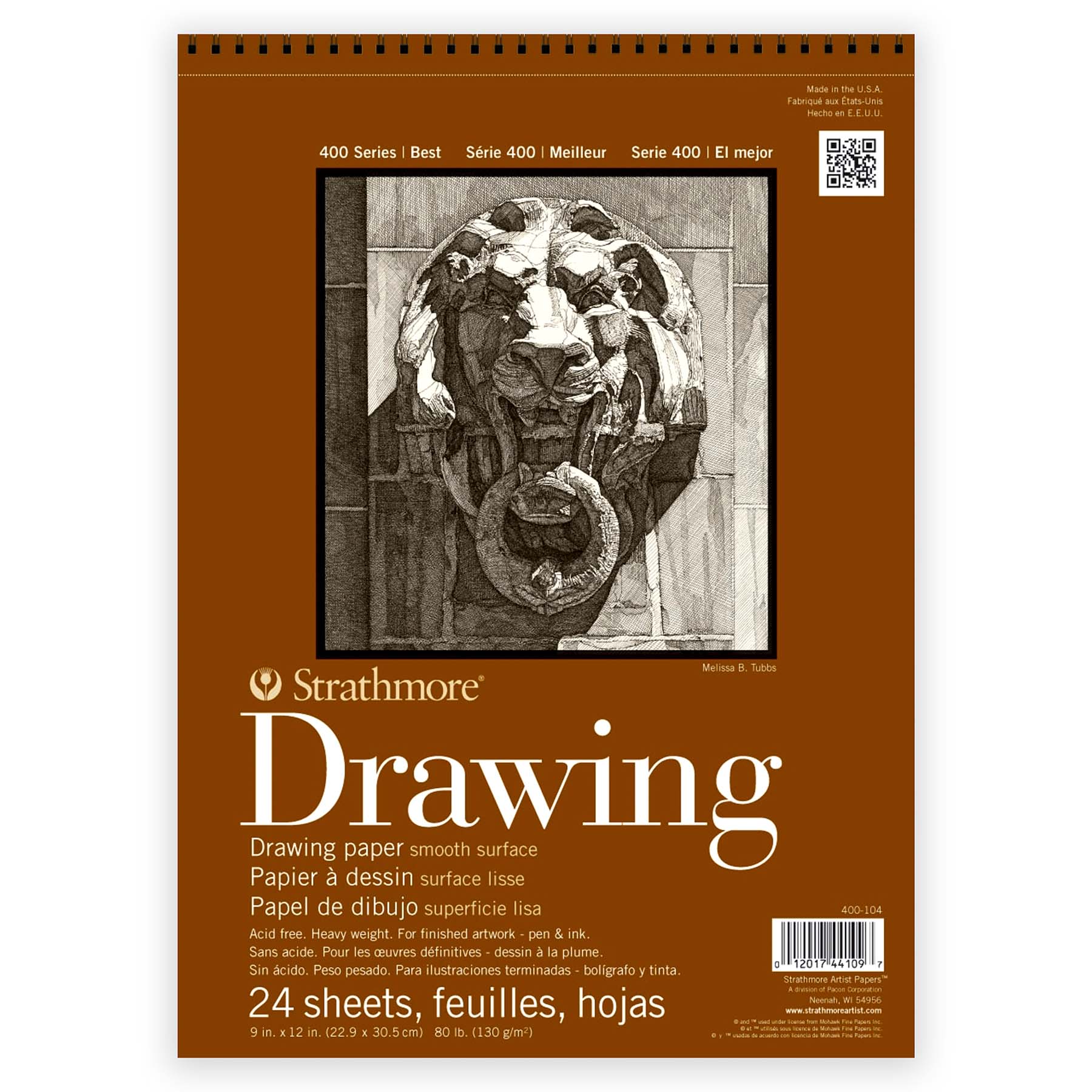 Strathmore 400 Series Drawing Paper Pad, Smooth Finish, Wire Binding, 24 Sheet, 9x12 inch, 1 Count, Pack of 3