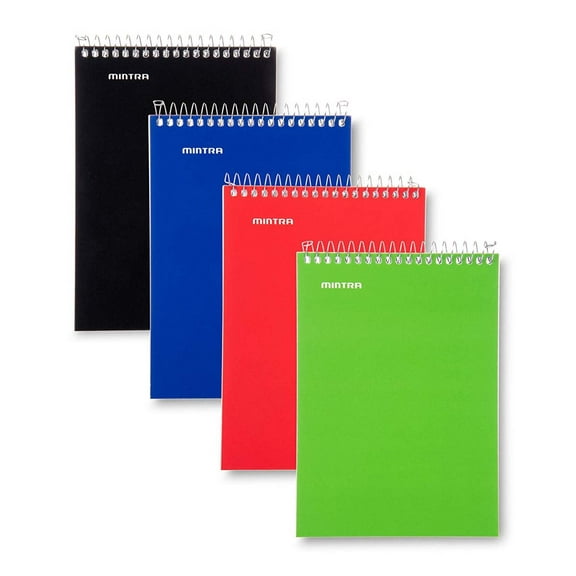5x7in Top Spiral Notebook 4pk - Primary Covers - 80 Sheets
