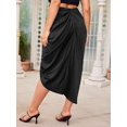 thumbnail image 2 of Falda midi de satén fruncida con abertura lateral asimétrica para mujer Negro XL Extra amplio Negro XL Extra amplio Xishao ropa, 2 of 2