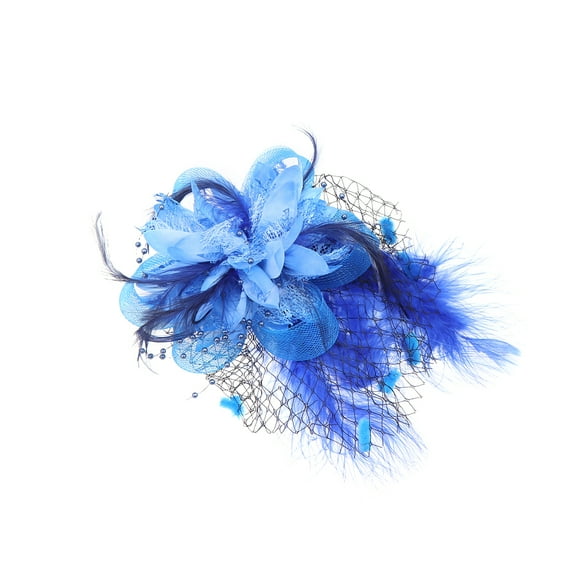 Masteelf Women Flower  Hairclip Bridal Mesh Hairpins Hair Fascinators Wedding Tea Party Headpiece (Royal Blue)