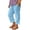 Blue, variant on Boys Summer Straight Leg Linen Pants Lightweight Casual Elastic Waist Loose Beach Pants (White, 8-9 Years)