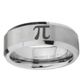 thumbnail image 2 of Pi Symbol 8MM Beveled Edge Gray Tungsten Men Ring, 2 of 2