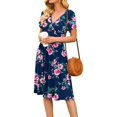 thumbnail image 3 of PPYOUNG Women's Summer Casual Short Sleeve V-Neck Short Party Dress with Pockets, 3 of 8