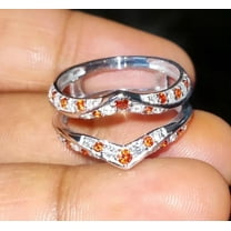 Aishvi Jewels 1ct Round Cut Simulated Garnet Diamond Enhancer Wedding Ring 14K White Gold Plated,925 Sterling Silver,For Birthday Gift