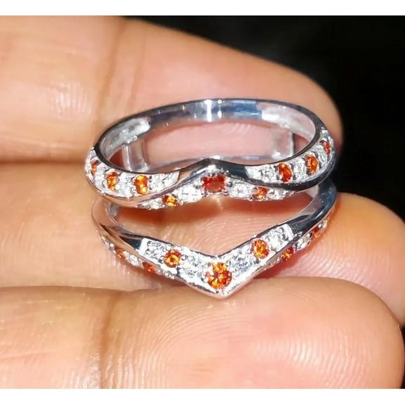 Aishvi Jewels 1ct Round Cut Simulated Garnet Diamond Enhancer Wedding Ring 14K White Gold Plated,925 Sterling Silver,For Birthday Gift