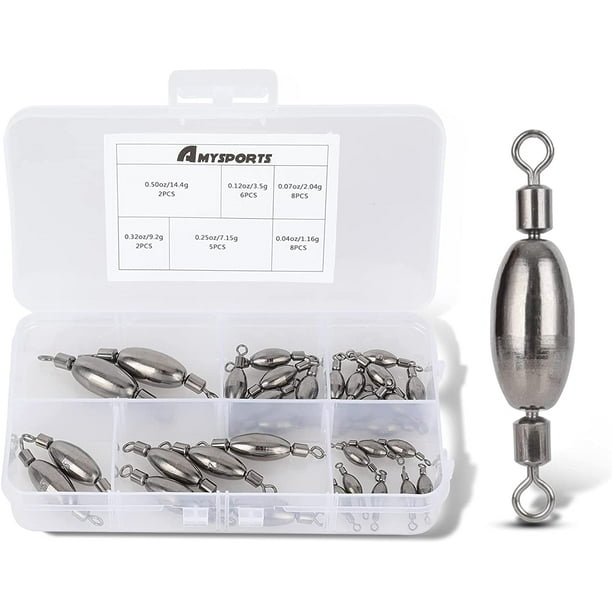 Bmatwk Lead Shot Fishing Sinkers Tackle Casting Swivel Fishing Weight Sinker  Bullet Fishing Sinker Saltwater Removable Freshwater 