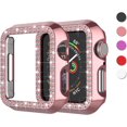 thumbnail image 1 of KOMI Bling Case Compatible For Apple Watch 38mm 40mm 42mm 44mm, Crystal Diamond Apple Watch Protector Case Slim PC Anti-Scratch Bumper Frame Protective Cover For iWatch Series SE/6/5/4/3/2/1 Rose Gold, 1 of 5