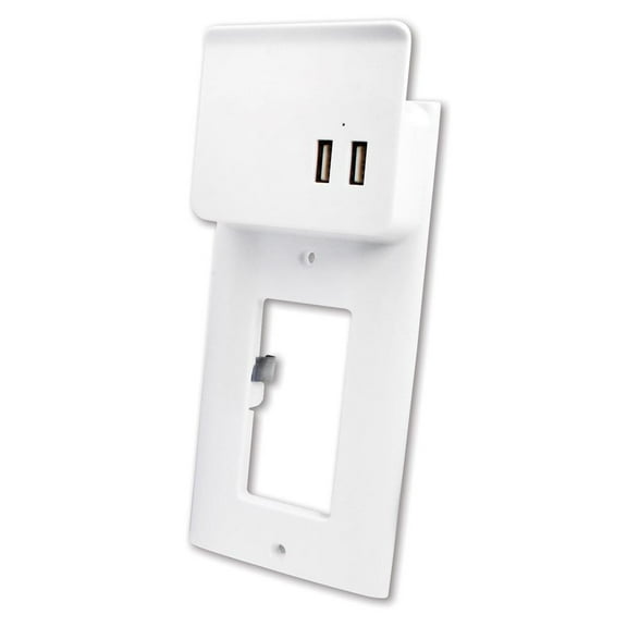 Quest Wall Plate W/ Dual USB Charging, White, ETL